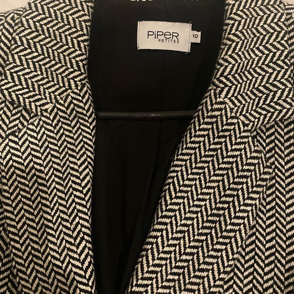 NWOT Piper petites fishbone blazer black & white size 10 - Picture 2 of 4